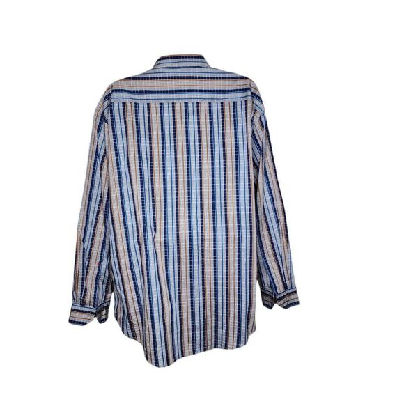 Robert Graham Striped Button Up Dress Shirt Multi Mens Size 3XL Blue Flip Cuff - Picture 6 of 12